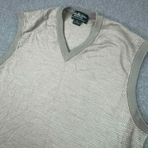 Brooks Brothers Country Club Sweater‎ Vest 100% Merino Wool Beige Men's Size XL